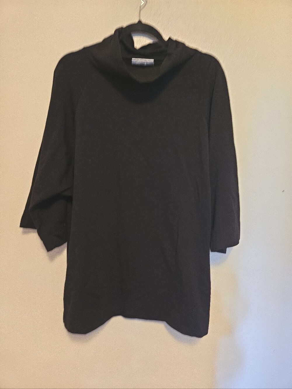 Bryn Walker Turtleneck Half Sleeve Black Pullover Top Bamboo Cotton S